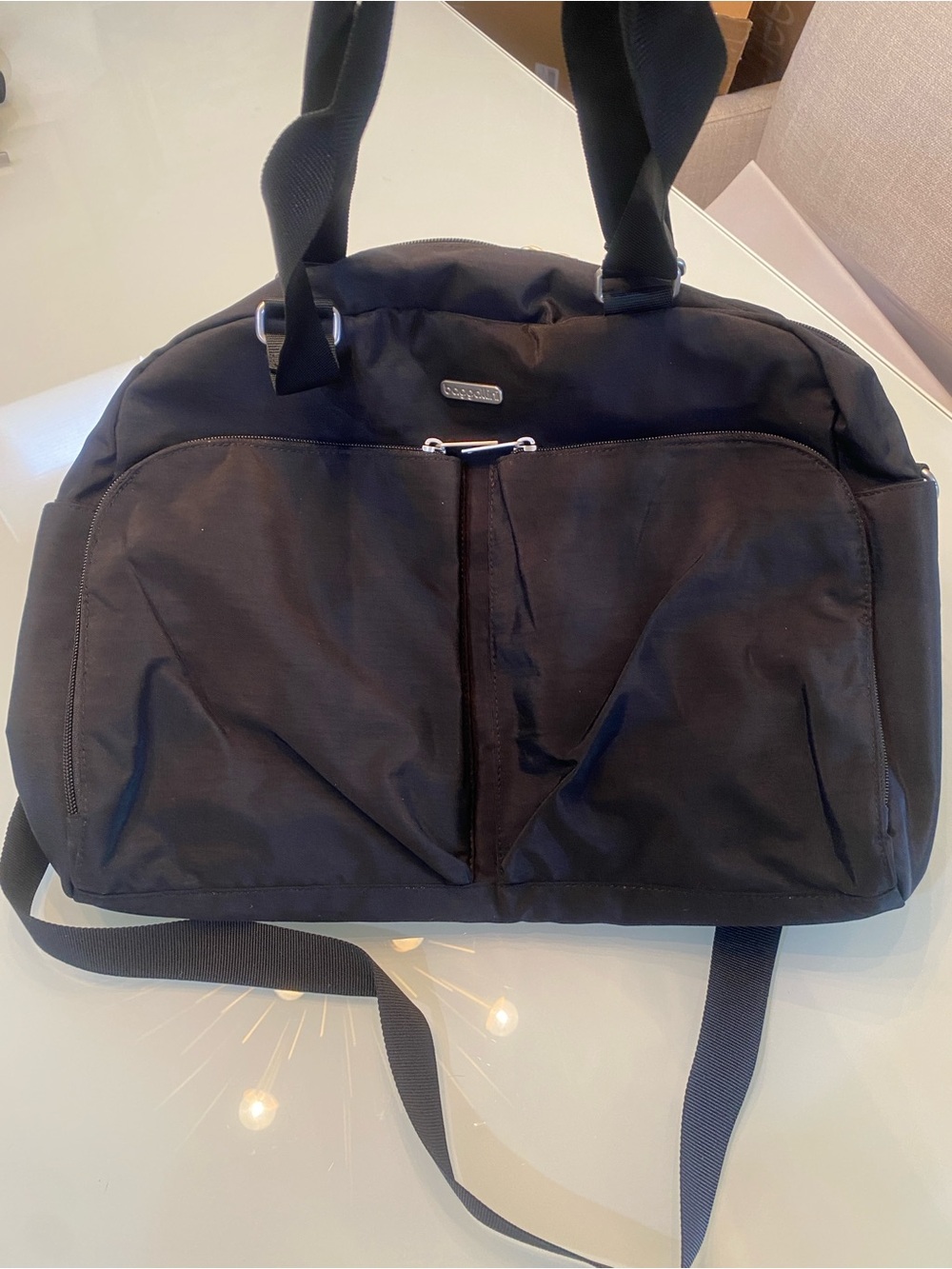 Baggallini Black Nylon Weekender Tote Travel Bag Crossbody Shoulder Strap